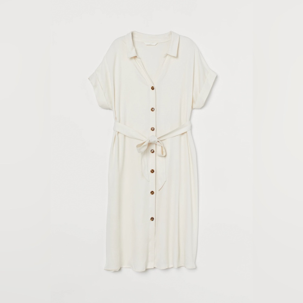 H&M Mama Maternity Cream Button Down Dress Size Small